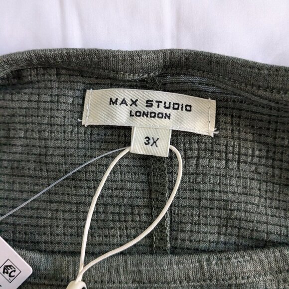 Max Studio Cinched Sleeve Top Size 3X Green Jersey Dropped-Shoulder T-Shirt NWT - Picture 4 of 15